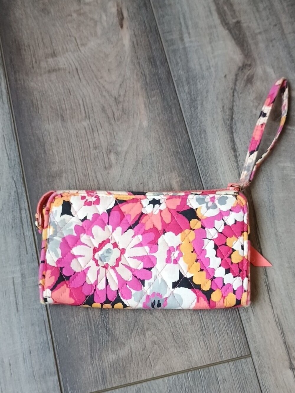 Vera Bradley Pink, Yellow and White Quilted Floral Wristlet - Picture 5 of 10